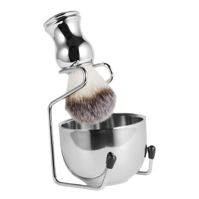 NOLITOY 1set Beard Accessories Shaving Brush and Bowl Kit for Men Stainless Steel Shave Mug and Brush Set Grooming Tools for Comfortable Shaving Experience