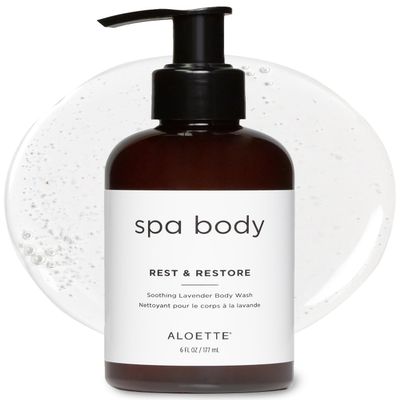 Aloette Lavender Body Wash, Rest & Restore - Hydrating & Moisturizing Body Wash for Dry Skin with Natural Aloe Vera & Vitamin E - Exfoliating & Rejuvenating Skin Care Products for Men & Women