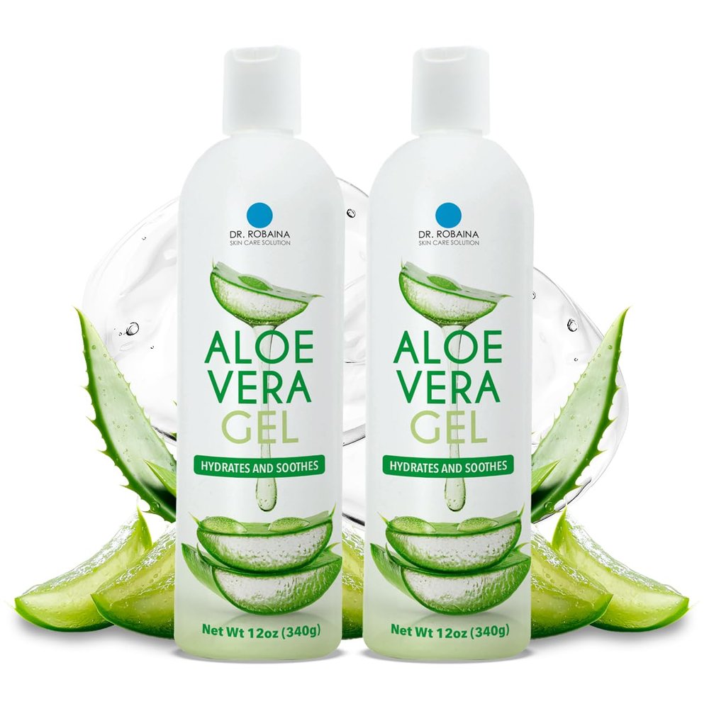 Dr. Robaina Natural Aloe Vera Gel with Emu Oil  Hydrating & Soothing Daily Skin Care for Dry Skin, Sun-Exposed Comfort & Irritation Relief  Non-Greasy, Quick-Absorbing  12 oz | Made in USA