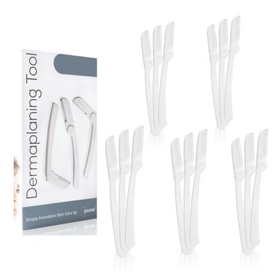 Dermaplaning Tool (15 Count)  Easy to Use Dermaplane Razor for Face  Facial Hair Removal for Women  Blade for Eyebrows and Peach Fuzz  Face Shavers for Women Help Exfoliate and Smooth the Skin