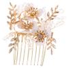 Baluue Bridal Hair Comb Elegant Rhinestone Accents Floral Design Hair Piece for Weddings Bridesmaids and Special Occasions view 1