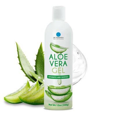 Dr. Robaina Natural Aloe Vera Gel with Emu Oil  Hydrating & Soothing Daily Skin Care for Dry Skin, Sun-Exposed Comfort & Irritation Relief  Non-Greasy, Quick-Absorbing  12 oz | Made in USA