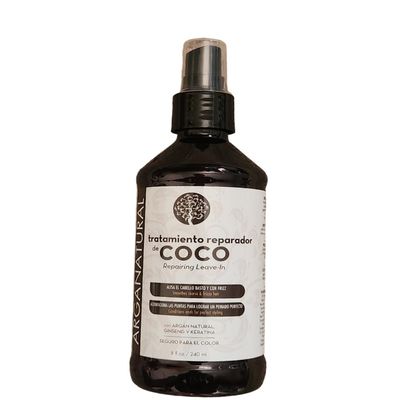 Arganatural De Coco Repairing Leave-in Conditioner | Crafted wtih Ginseng and Keratin for growth, elasticity and strenght | 8 fl oz