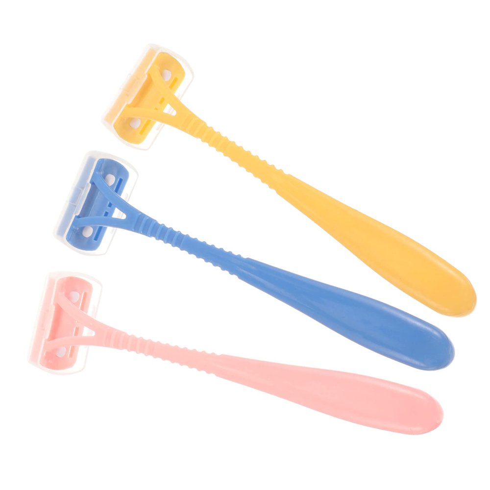 Ipetboom 3pcs Portable Body Hair Trimmer for Women Manual Razor Yellow Pink and Blue Design for Precise Shaving and