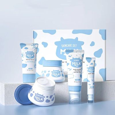 1 Pack Milk Skincare Set, Containing Facial Cleanser + Eye Cream+ Moisturizing Cream+Even Skin Tone Cream, Skincare Pack, Moisturizing Skin, Even Skin Tone