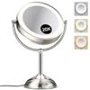 20X Magnifying Mirror with Light, Rechargeable 9" Lighted makeup mirror with magnification, 3 Color Modes, Adjustable Brightness, No Assembly Required, 360 Rotation Cosmetic Mirror, Pearl Nickel view 1