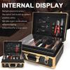 Barbershop Supplies Case, Large Organizer Makeup Case Train with Two Tray and Multiple Storage Slots Executive for Barbershop, Hair Salon, Home Haircuts, Beauty and Makeup view 2