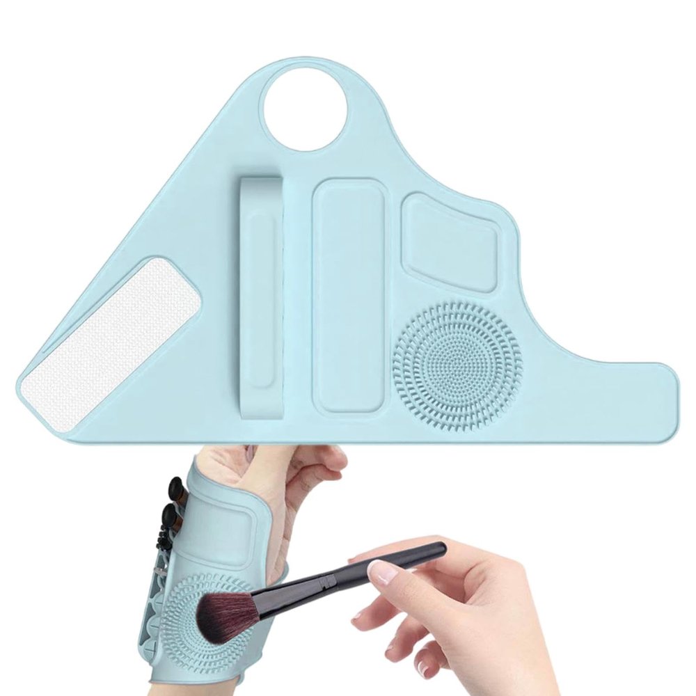 Makeup Mixing Palette Wrist Strap, Silicone Soft Mixing Palette, Multifunctional Mixing Tools, Cosmetic Applicator with Storage, Comfortable Wrist Strap Palette for Salon