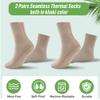 2 Pack Castor Oil Pack Wraps for Feet Organic Cotton Reusable Castor Oil Foot Ankles Wrap for Women Mid-Crew Socks Khaki(Oil Not Include) view 3