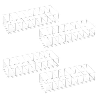 4 Pcs Acrylic Makeup Organizers, 8 Spaces Vanity Organizer, Acrylic Drawer Organizer, Lipstick Organizer, Drink Packet Organizer, Eyeshadow Palette Organizer, Countertop Makeup Organizer for Drawer