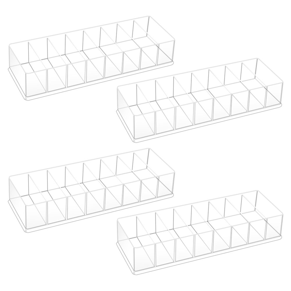 4 Pcs Acrylic Makeup Organizers, 8 Spaces Vanity Organizer, Acrylic Drawer Organizer, Lipstick Organizer, Drink Packet Organizer, Eyeshadow Palette Organizer, Countertop Makeup Organizer for Drawer