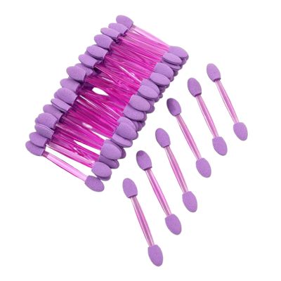 BFLCTTBD 25 PCS Foam Eyeshadow Applicators Purple Disposable Eyeshadow Sponge Sticks Double Sided Eyeshadow Brush Tip Eye Makeup Sponges