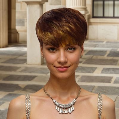 QITAQOTA Pixie Cut Wig Pixie Wigs for Black Women Glueless Full Machine Made Short Cut Wig Synthetic Wigs for Black Women Y38