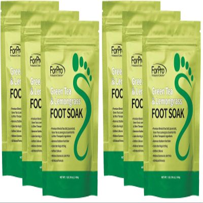 ForPro Professional Collection Green Tea & Lemongrass Foot Soak with Sea & Epsom Salt for Toenail Athletes, Stubborn Odor Scent, Softens Calluses & Soothes Sore Tired Feet - 48 Ounces (3 1-lb Packs)