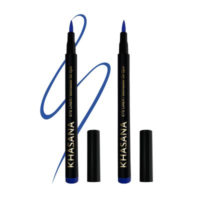 Khasana Ultra Advanced Liquid Eyeliner, Waterproof & No Skip Formula, 24 Hrs -Stay All Day, 2X The Intensity - Soft & Precise Tip, Quick Dry & Smudge Resistant, Vegan. Pack of 2 (ROYAL BLUE)