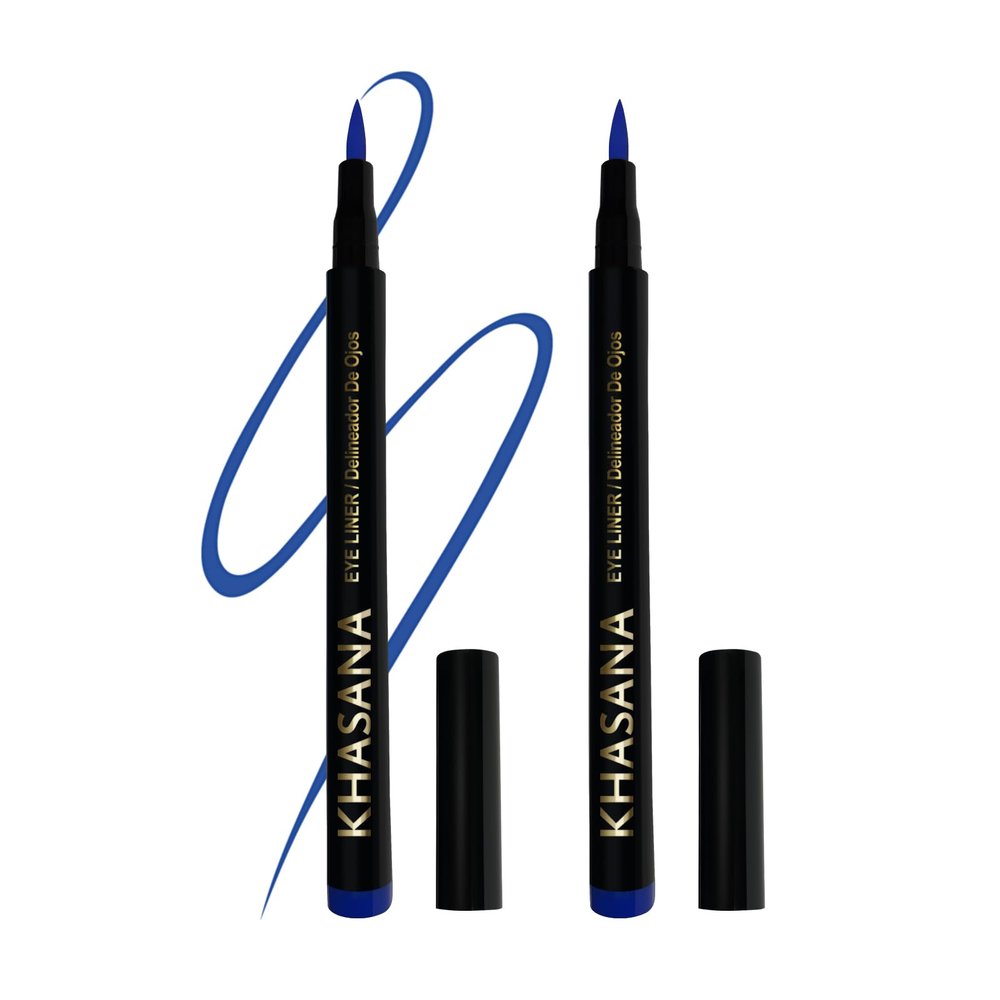 Khasana Ultra Advanced Liquid Eyeliner, Waterproof & No Skip Formula, 24 Hrs -Stay All Day, 2X The Intensity - Soft & Precise Tip, Quick Dry & Smudge Resistant, Vegan. Pack of 2 (ROYAL BLUE)