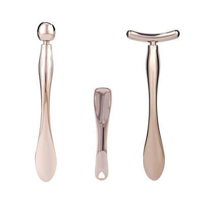 3Pcs Metal Eye and Face Cream Applicator Stick Cosmetics Spoon Spatula, Massager Tool for Facial Massage, Reduce Puffiness (Silver)