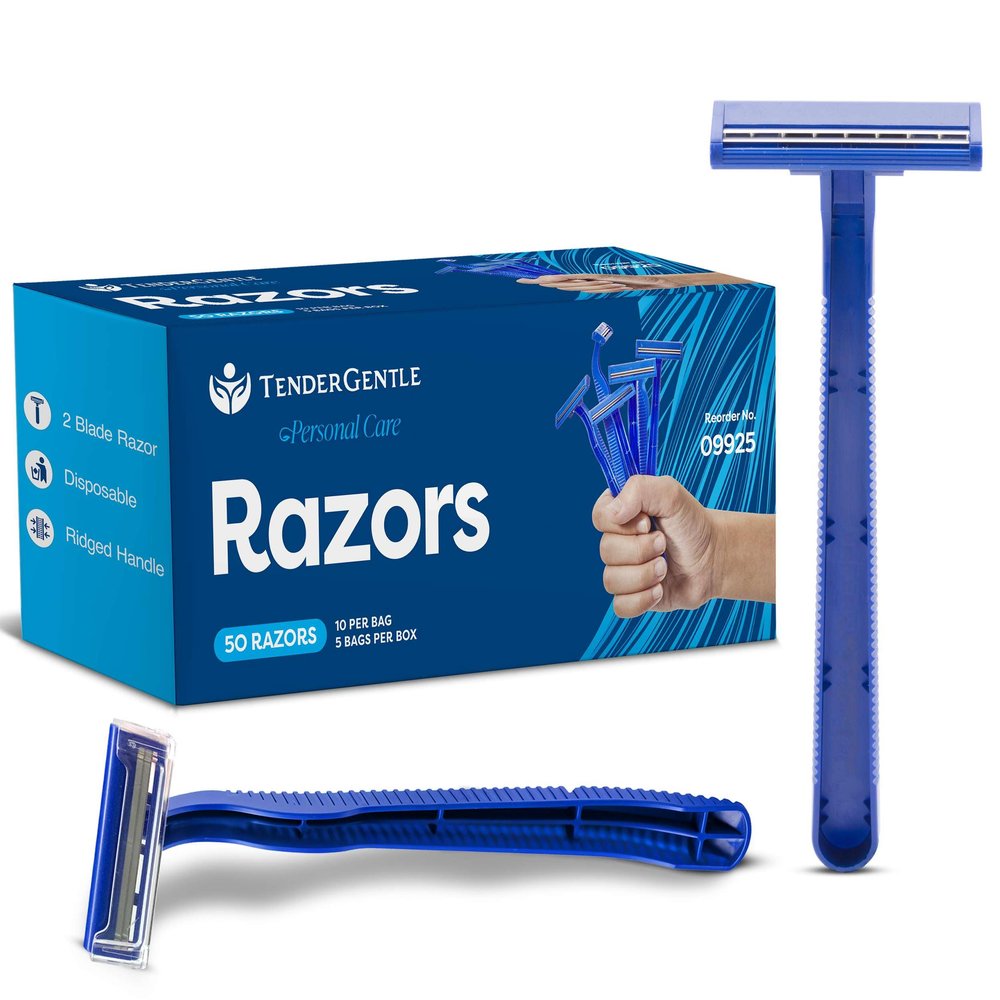 Disposable Razors for Men and Women - Pack of 50 Shavers - 2 Blade Razors, Bulk - for Shaving, Tattoos, Hospitality, and More