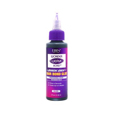 EBIN NEW YORK Wonder Weave Bond Hair Bond Glue Black | Quick Dry Weave Adhesive for Extensions & Tracks | Strong Long-Lasting Hold | Professional Finish | 2 Fl Oz
