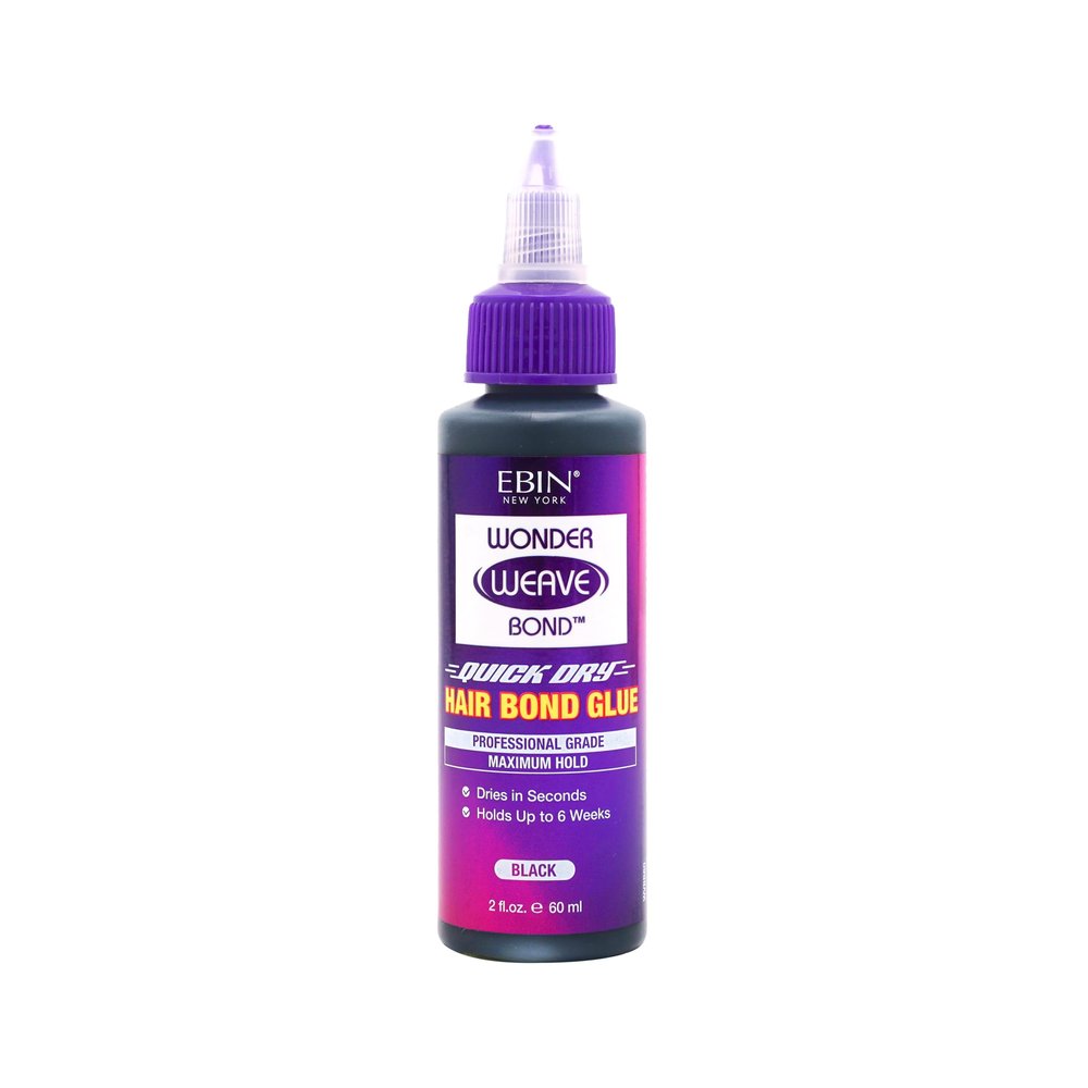 EBIN NEW YORK Wonder Weave Bond Hair Bond Glue Black | Quick Dry Weave Adhesive for Extensions & Tracks | Strong Long-Lasting Hold | Professional Finish | 2 Fl Oz