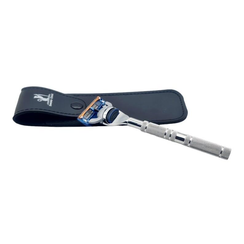 Embrace the art of the perfect shave with Sword Edge Fusion 5 compatible razor "Holmer" (With Pouch)