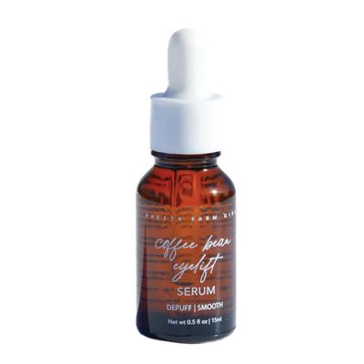 Pretty Farm Girl Coffee Bean Eye Serum Depuffing & Smoothing Formula with Organic Extract Lightweight Hydrating Dropper Serum for Dark Circles & All Skin Types - 0.5 oz