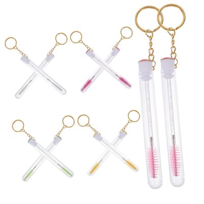 Baluue 10pcs Elegant Eyelash Brush Keyring Tube Rhinestones Makeup Lash Brush