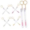 Baluue 10pcs Elegant Eyelash Brush Keyring Tube Rhinestones Makeup Lash Brush view 1