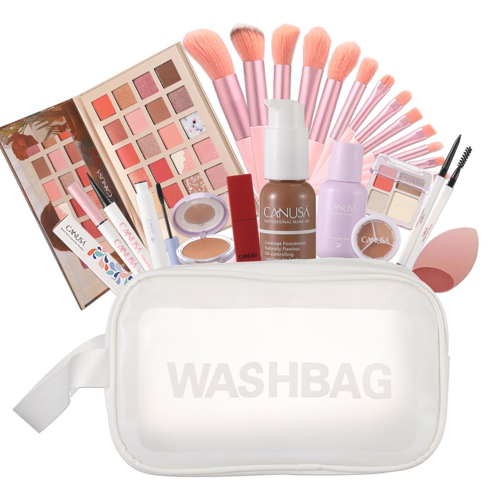 26Pc Full Face Makeup Set Gift Surprise for Women Cosmetic Essential Starter Bundle Include 24 Colors Eyeshadow Palette, Lipstick,13-NI-1 glamour-brush set. Pack Flawless (DEEP-SAND D1b, ONE SIZE)
