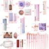 26Pc Full Face Makeup Set Gift Surprise for Women Cosmetic Essential Starter Bundle Include 24 Colors Eyeshadow Palette, Lipstick,13-NI-1 glamour-brush set. Pack Flawless (DEEP-SAND D1b, ONE SIZE) view 2