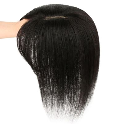 Yanamy Hair Toppers Clip In Toppers Human Hair Straight Hair Hairpiece for Women with Thinning Hair Hair Loss (Natural black,8 * 12 cm 20cm)