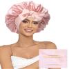 Ufgin 100% Mulberry Silk Bonnet for Sleeping Women Double Layer Silk Hair Bonnet Natural Silk Sleep Cap with Elastic Reversible Hair Wrap (Pink+Beige) view 1