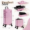 AROUS Rolling Makeup Train Case Large Storage Cosmetic Trolley 5 in 1 Large Capacity Trolley Makeup Travel Case with Key Swivel Wheels Salon Barber Case Traveling Cart Trunk, Pink view 3