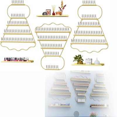 LGEOELIAS Floating Shelf Floating Shelves, Cosmetic Display Case Lipstick Wall Shelf Essential Oil Organizer for Nail Polish Bottles Spa Nail Salon