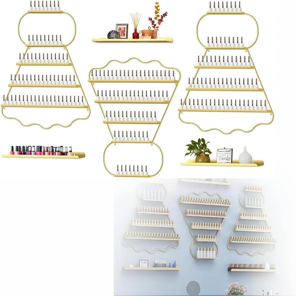 LGEOELIAS Floating Shelf Floating Shelves, Cosmetic Display Case Lipstick Wall Shelf Essential Oil Organizer for Nail Polish Bottles Spa Nail Salon