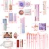 26Pc Full Face Makeup Set Gift Surprise for Women Cosmetic Essential Starter Bundle Include 24 Colors Eyeshadow Palette, Lipstick,13-NI-1 glamour-brush set. Pack Flawless (Khaki C1, ONE SIZE) view 2