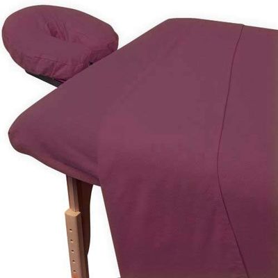 600TC Massage Table Sheet Set-100% Egyptian 3-Piece Massage Sheet Set-Ultra-Light,Premium Facial Bed Cover,Wrinkle Free, Includes Flat Sheet,Fitted Sheet with Face Cradle Cover [ Wine Solid ]