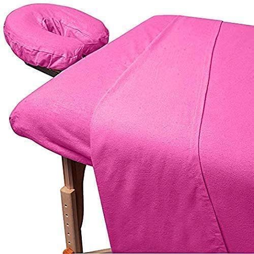 600TC Massage Table Sheet Set-100% Egyptian 3-Piece Massage Sheet Set-Ultra-Light,Premium Facial Bed Cover,Wrinkle Free, Includes Flat Sheet,Fitted Sheet with Face Cradle Cover [ Hot Pink Solid ]