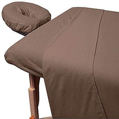 600TC Massage Table Sheet Set-100% Egyptian 3-Piece Massage Sheet Set-Ultra-Light,Premium Facial Bed Cover,Wrinkle Free, Includes Flat Sheet,Fitted Sheet with Face Cradle Cover [ Taupe Solid ]