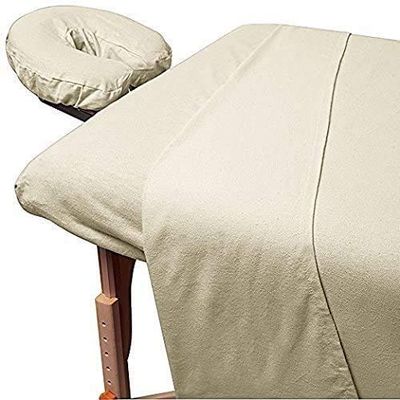 600TC Massage Table Sheet Set-100% Egyptian 3-Piece Massage Sheet Set-Ultra-Light,Premium Facial Bed Cover,Wrinkle Free, Includes Flat Sheet,Fitted Sheet with Face Cradle Cover [ Ivory Solid ]