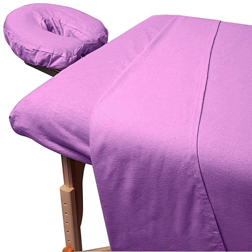 600TC Massage Table Sheet Set-100% Egyptian 3-Piece Massage Sheet Set-Ultra-Light,Premium Facial Bed Cover,Wrinkle Free, Includes Flat Sheet,Fitted Sheet with Face Cradle Cover [ Lavender Solid ]