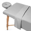 600TC Massage Table Sheet Set-100% Egyptian 3-Piece Massage Sheet Set-Ultra-Light,Premium Facial Bed Cover,Wrinkle Free, Includes Flat Sheet,Fitted Sheet with Face Cradle Cover [ Silver Grey Solid ] view 1