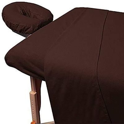 600TC Massage Table Sheet Set-100% Egyptian 3-Piece Massage Sheet Set-Ultra-Light,Premium Facial Bed Cover,Wrinkle Free, Includes Flat Sheet,Fitted Sheet with Face Cradle Cover [ Chocolate Solid ]