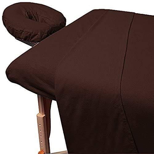 600TC Massage Table Sheet Set-100% Egyptian 3-Piece Massage Sheet Set-Ultra-Light,Premium Facial Bed Cover,Wrinkle Free, Includes Flat Sheet,Fitted Sheet with Face Cradle Cover [ Chocolate Solid ]