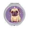 KLWQR Funny Cartoon Pug Puppy Dog Travel Makeup Mirror Portable Folding Cosmetic Compact Mirror with 2 X 1x Magnification Mini Pocket Mirror for Women Purses view 1