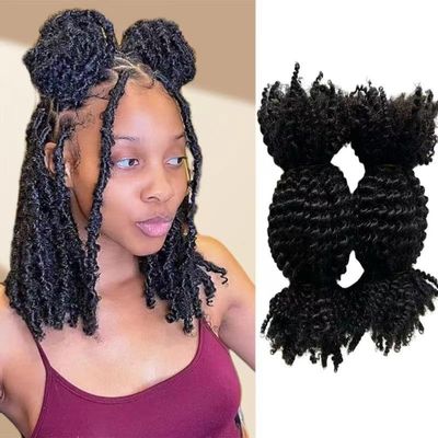 100% Human Hair Springy Twist Braiding Hair for Dreadlock Hair Bulk Human Hair Twist Afro Kinky Human Hair Extensions Natural Color For Women 14 Inch 300g