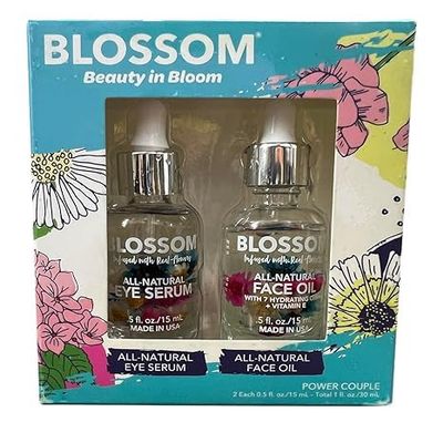 Blossom All-Natural Eye Serum and Face Oil, Power Couple Set,0.50oz Each