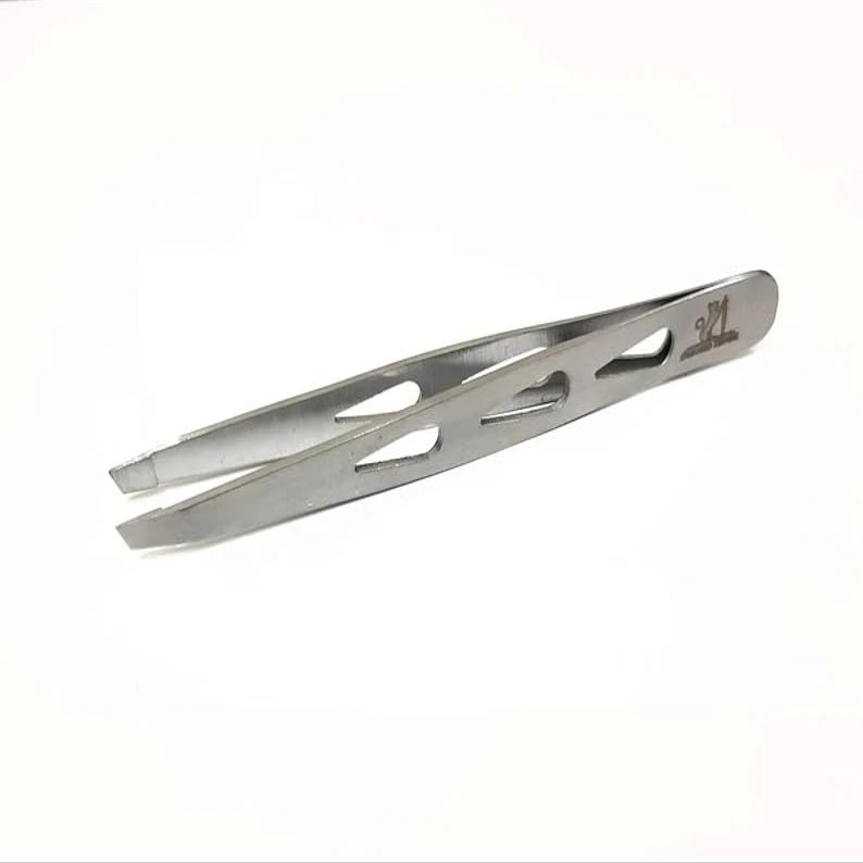 Slant to Perfection: Sword Edge Deluxe Handmade Tweezers - Grabs every hair every time - 6 unique models to choose from (3 Triangle Silver)
