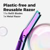 ZOMCHI Dermaplane Razor for Women Face, Premium Facial Razor & Eyebrow Razor, Dermaplaning Tool with Metal Handle, Removes Peach Fuzz, Exfoliates Skin, 11 Blades (Rainbow) view 4