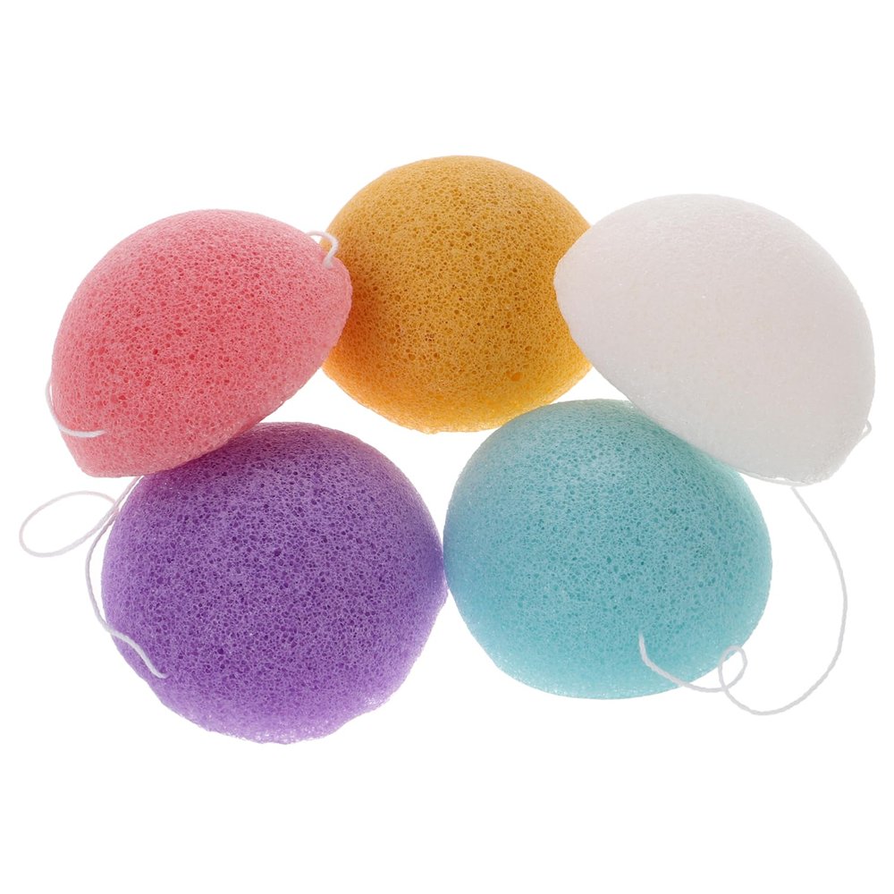Outanaya 5pcs Soft Exfoliating Face Sponges for Deep Cleansing Gentle Facial Scrubbers for All Skin Types Portable Cleaning Tools and Bright